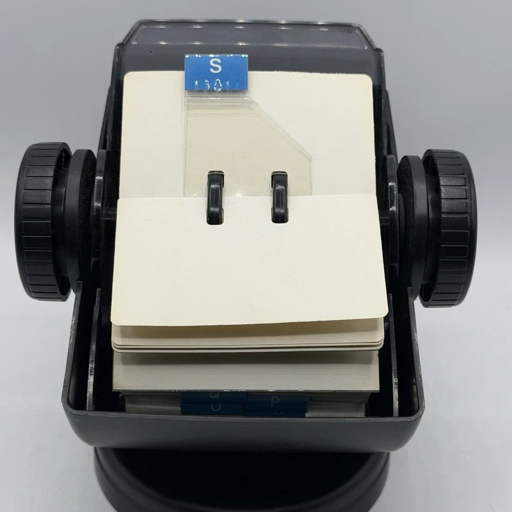 Rolodex Nsw-24c Black Covered Rotary Card File Swivel Holds 500 B1